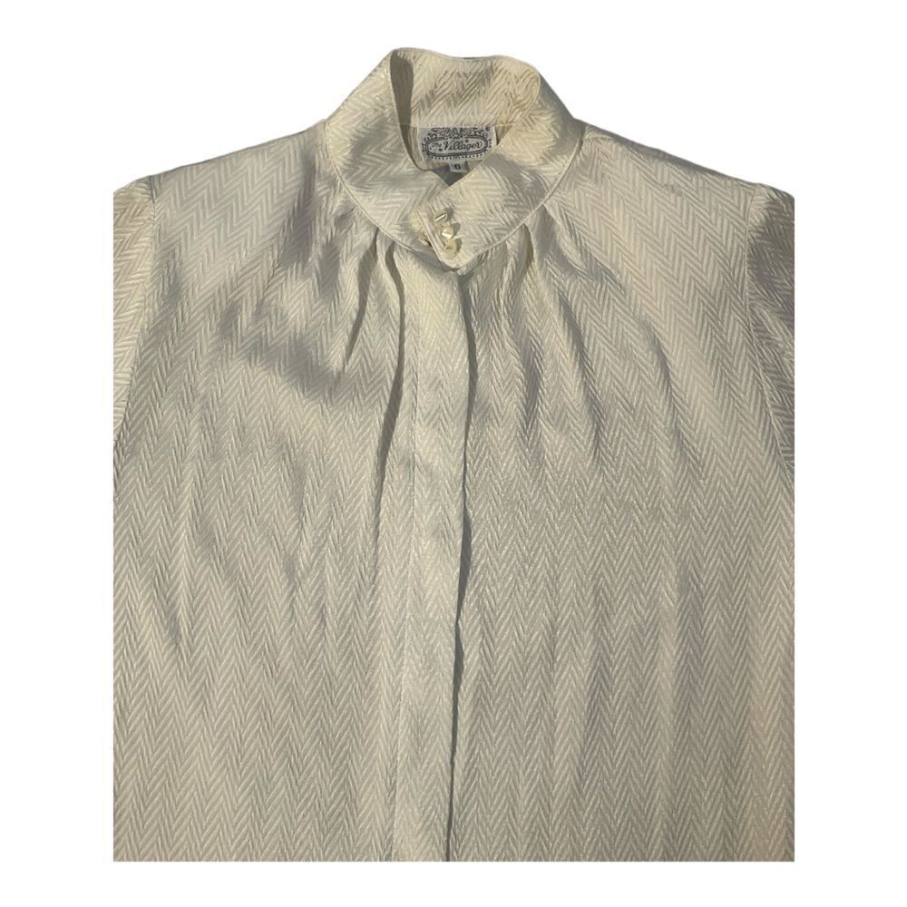 The Villager Women’s Vintage Size 6 Long Sleeve white Clip Dot Blouse Top - Picture 8 of 13